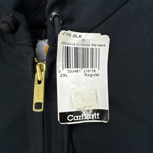 Carhartt Active Jacket Quilt Lined Mens 2XL J140‎ BLK Black NOS NWT - Picture 6 of 14